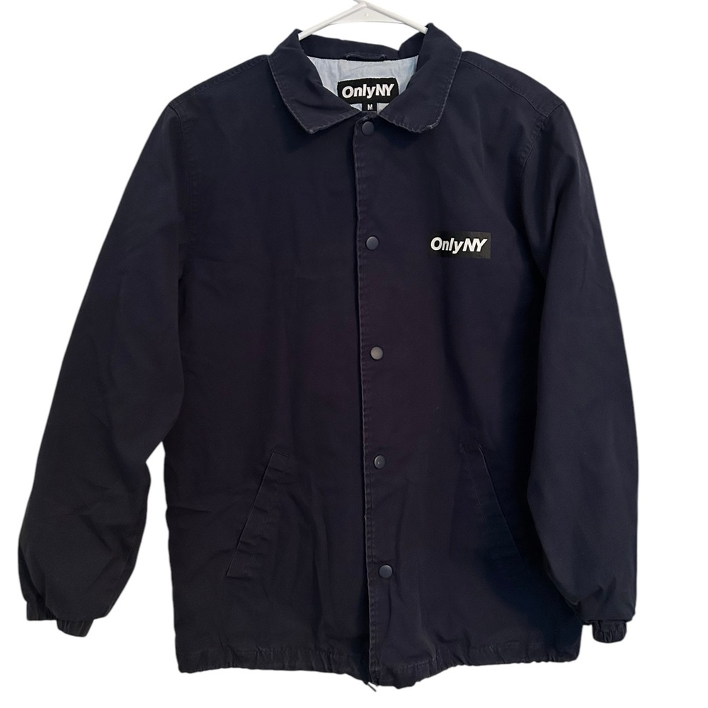 Only NY Men’s Coach Jacket Navy Blue Size Medium Lightweight‎ Back Hit